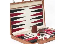 (image for) Bello Games Collezioni-Francesco Luxury Leather & Briar Wood Backgammon Set From Italy