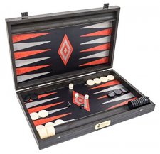 (image for) Athena Luxury Black Oak Backgammon Set from Greece 18 1/2"