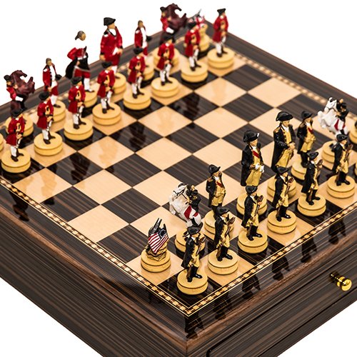 SAC American Revolutionary War Chess Set Ivory&Red With Wooden Board UK  made.